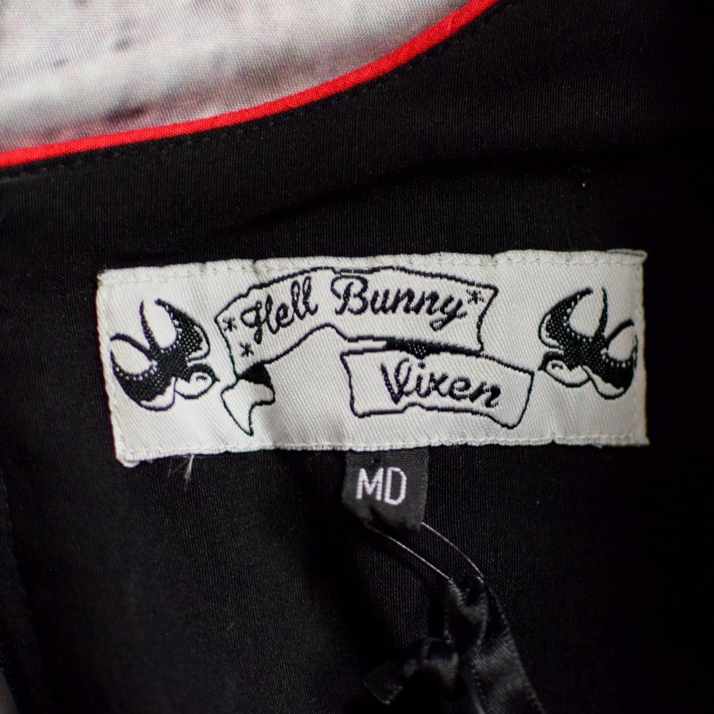 NWT RARE Hell Bunny Vixen Black Rockabilly Pencil Cap Sleeve Dress - M - Picture 6 of 9